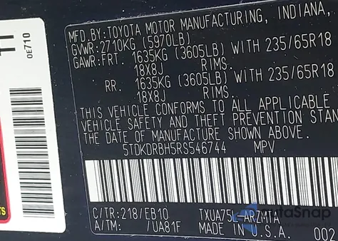 2024 Toyota Highlander Xle from USA, damaged, VIN 5TDKDRBH5RS546744